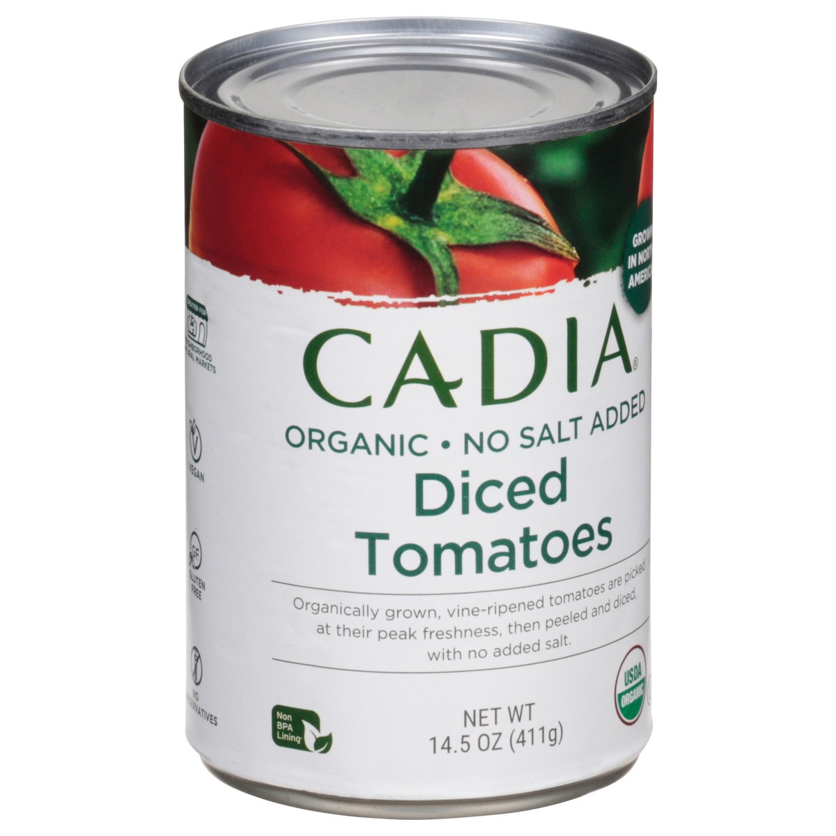 slide 2 of 13, Cadia Diced Organic No Salt Added Tomatoes 14.5 oz, 14.5 oz