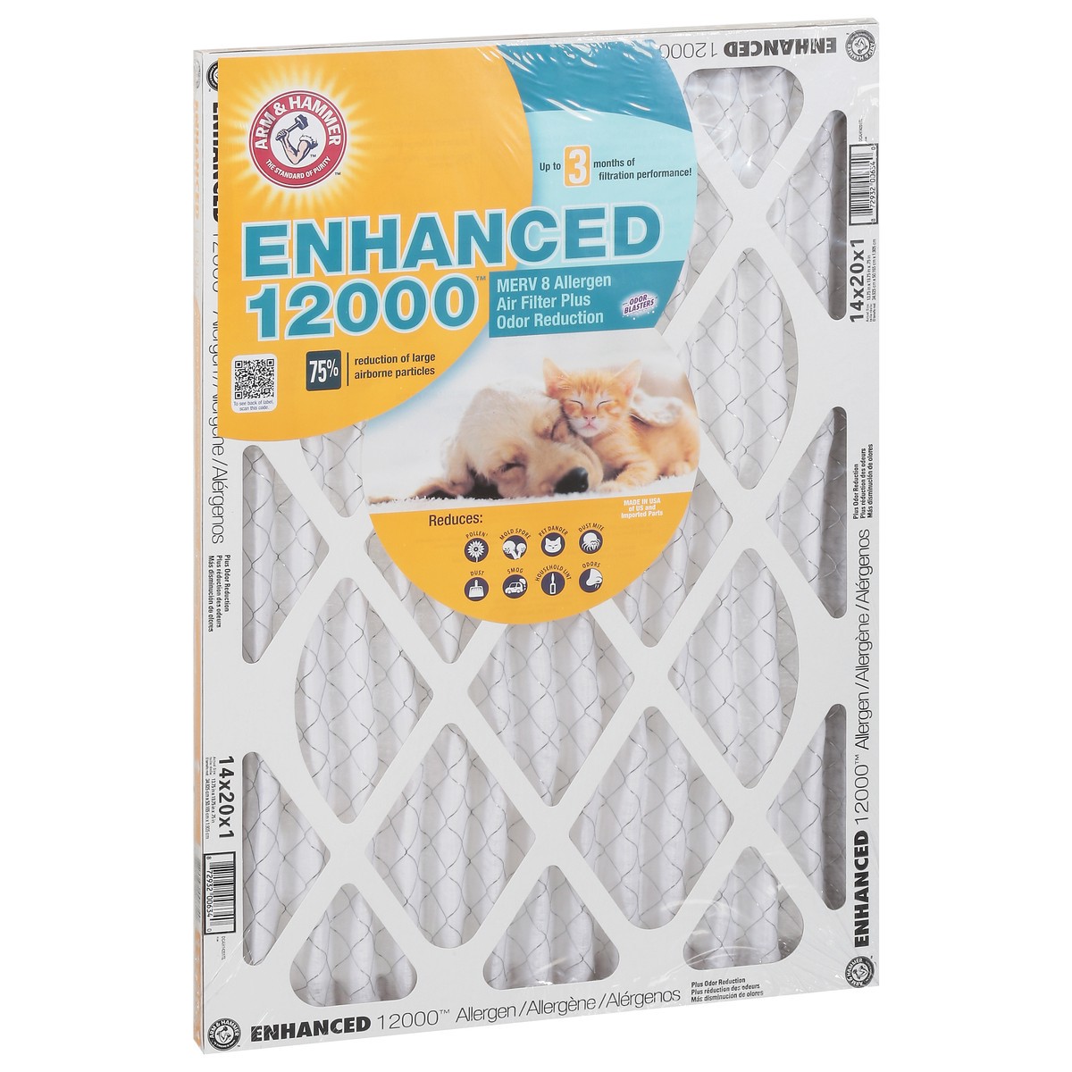 slide 7 of 9, ARM & HAMMER Enhanced 12000 Merv 8 Allergen Plus Odor Reduction Air Filter 1 ea, 1 ct