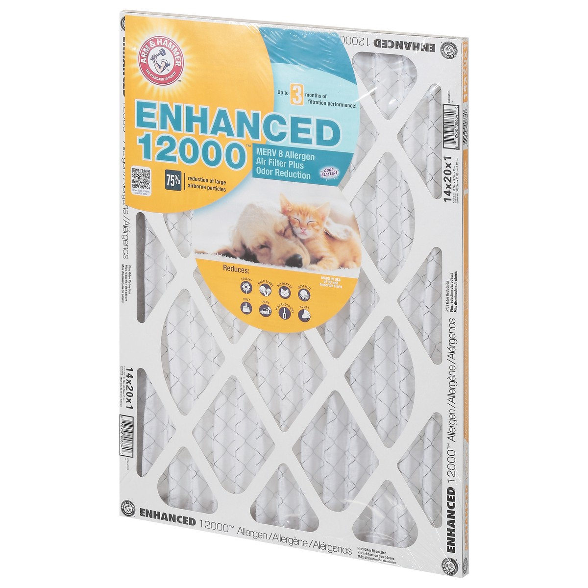 slide 2 of 9, ARM & HAMMER Enhanced 12000 Merv 8 Allergen Plus Odor Reduction Air Filter 1 ea, 1 ct