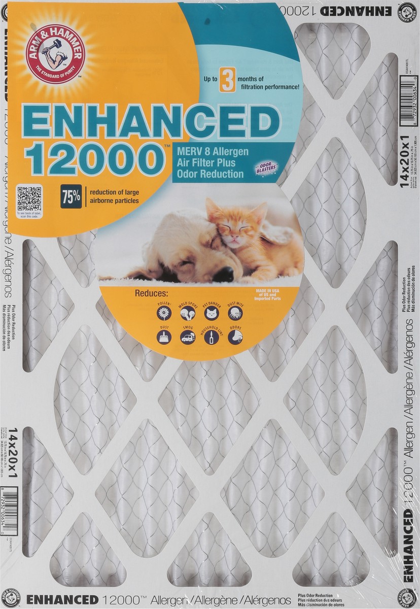 slide 4 of 9, ARM & HAMMER Enhanced 12000 Merv 8 Allergen Plus Odor Reduction Air Filter 1 ea, 1 ct