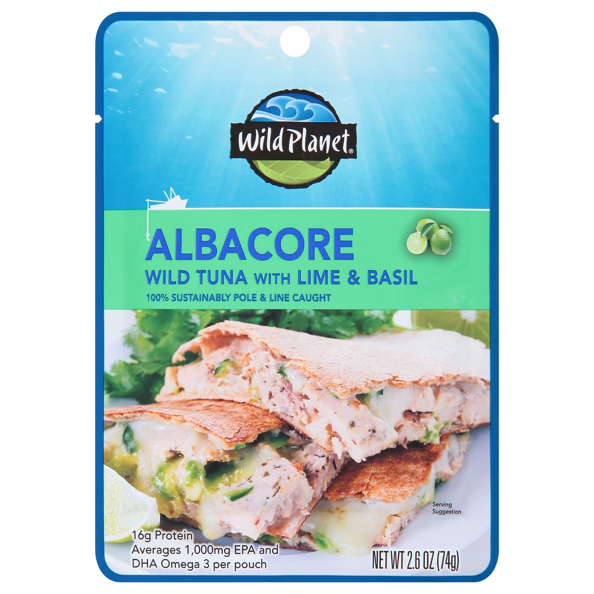 slide 1 of 1, Wild Planet Albacore Tuna W/Lime & Basil, 2.6 oz