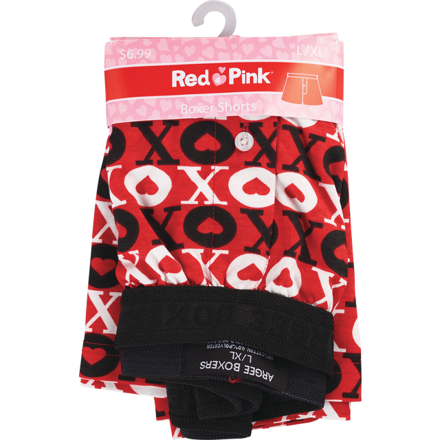 slide 1 of 1, RED AND PINK Mens Boxer Shorts, 1 ct