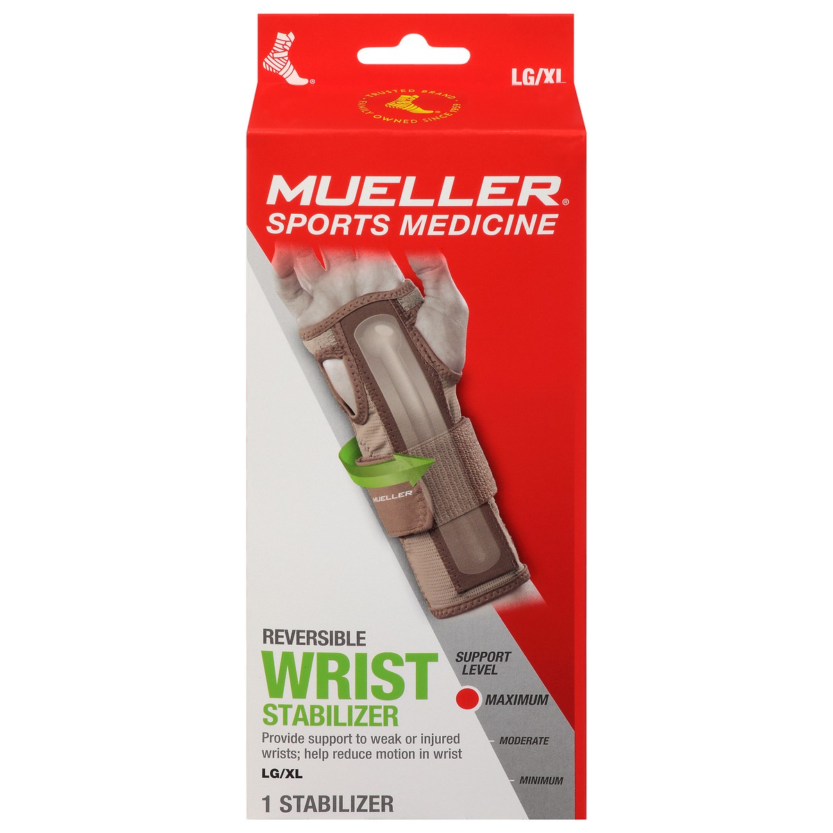 slide 1 of 4, Mueller Large/Extra Large Maximum Reversible Wrist Stabilizer 1 ea Box, 1 ea