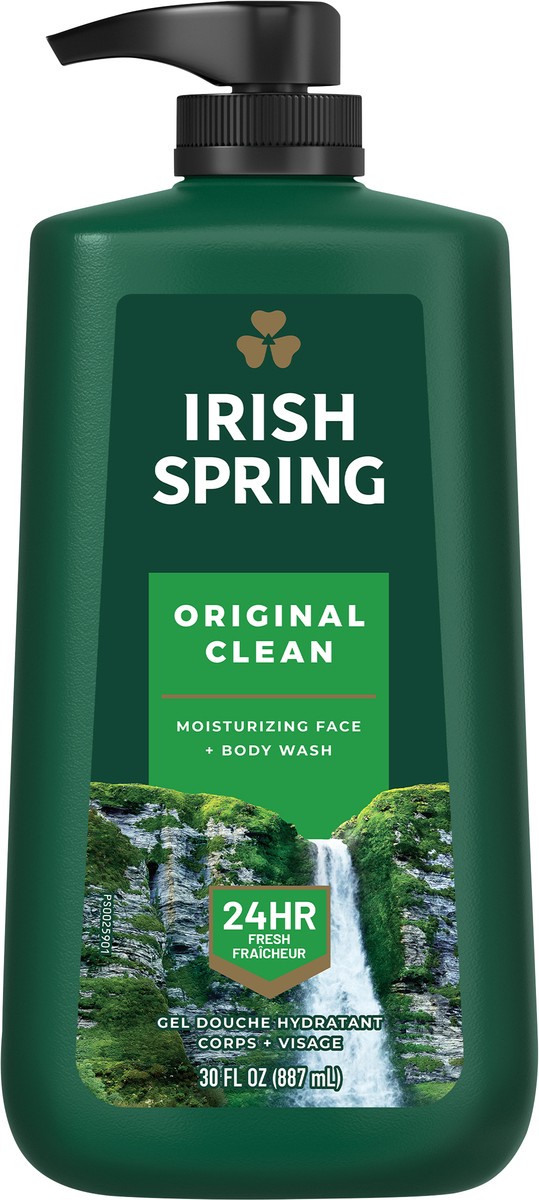 slide 7 of 8, Irish Spring Original Clean Body Wash for Men, 30 Oz Pump, 30 fl oz