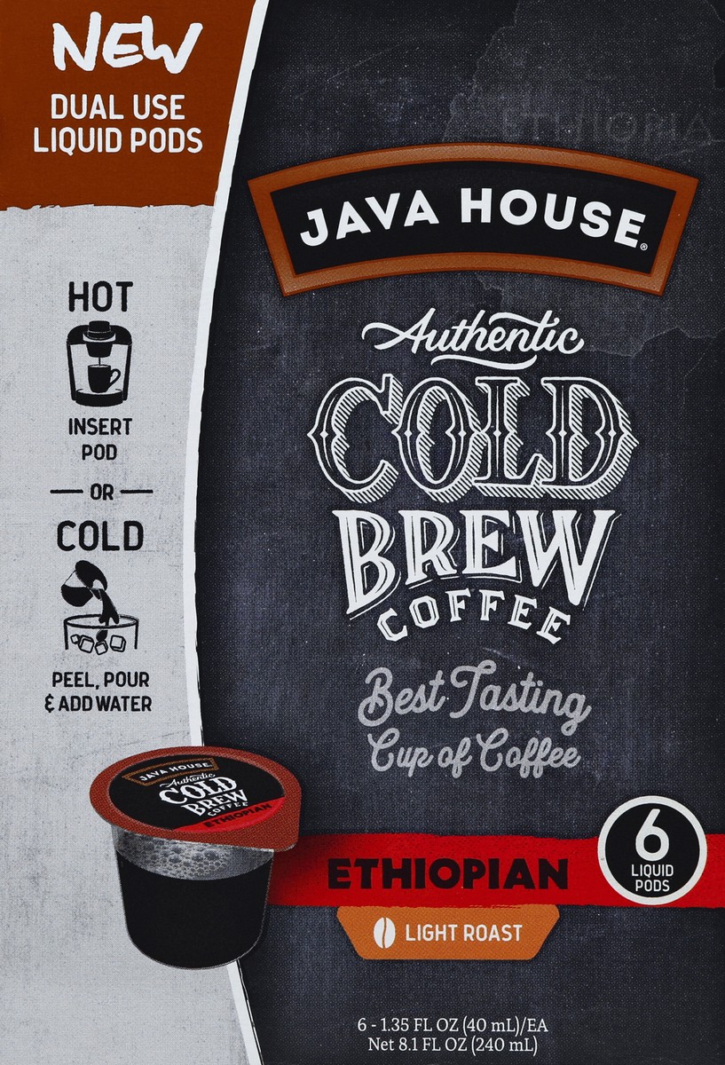 slide 5 of 6, Java House Authentic Cold Brew Coffee, Ethiopian Single Serve Pods, 6 ct