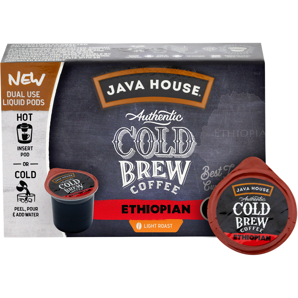 slide 1 of 6, Java House Authentic Cold Brew Coffee, Ethiopian Single Serve Pods, 6 ct