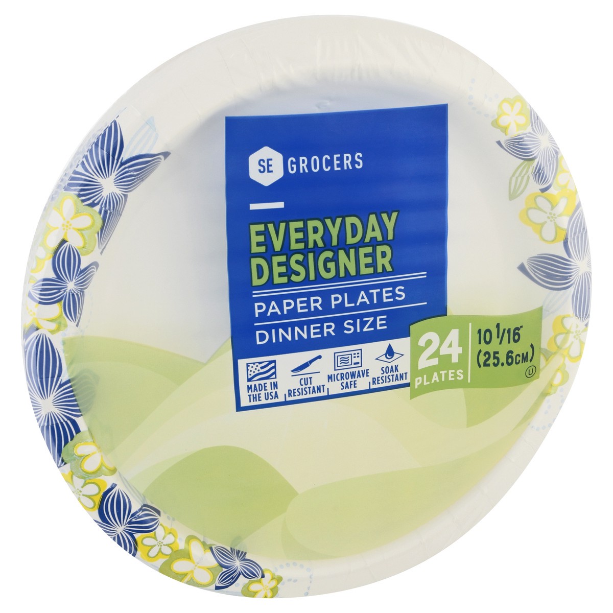 slide 10 of 11, SE Grocers Paper Plates 10 1/16'' Dinner Size Heavy Duty Designer - 24 CT, 24 ct