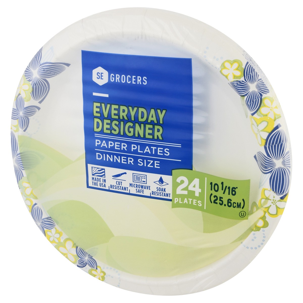 slide 8 of 11, SE Grocers Paper Plates 10 1/16'' Dinner Size Heavy Duty Designer - 24 CT, 24 ct