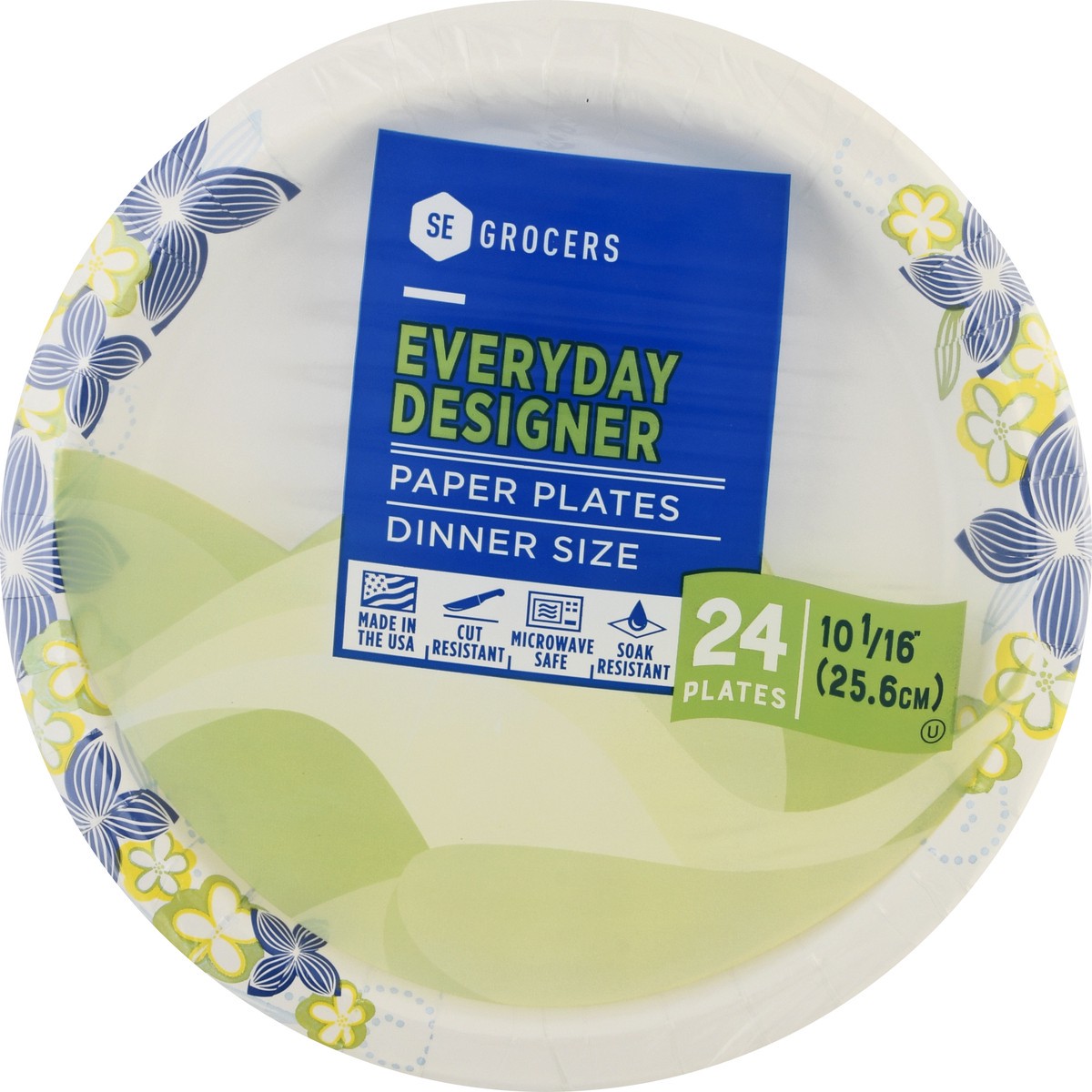slide 9 of 11, SE Grocers Paper Plates 10 1/16'' Dinner Size Heavy Duty Designer - 24 CT, 24 ct