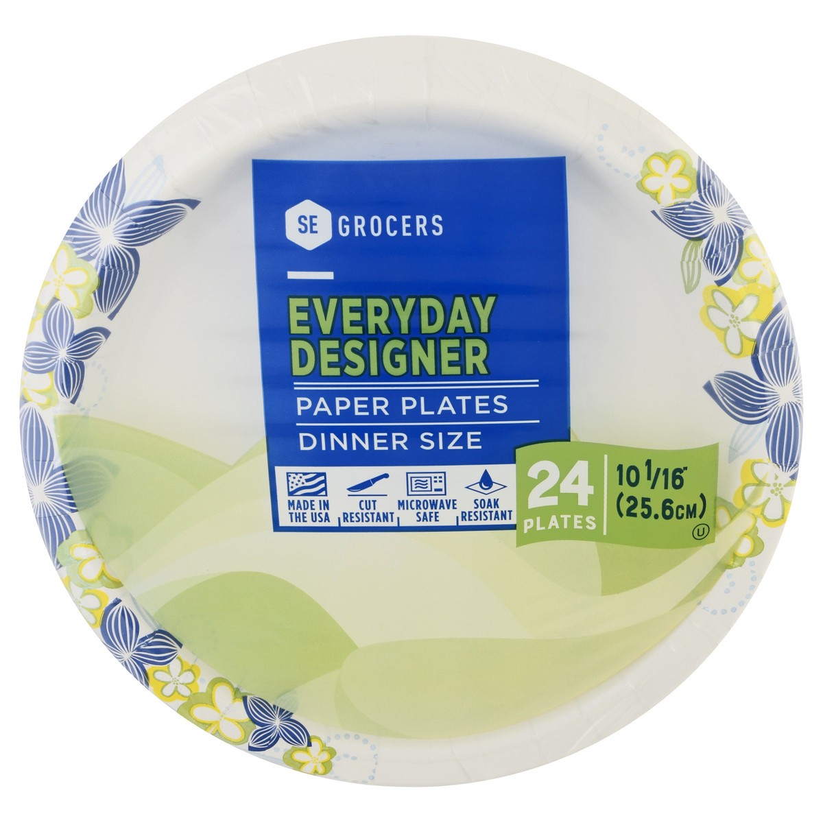 slide 6 of 11, SE Grocers Paper Plates 10 1/16'' Dinner Size Heavy Duty Designer - 24 CT, 24 ct