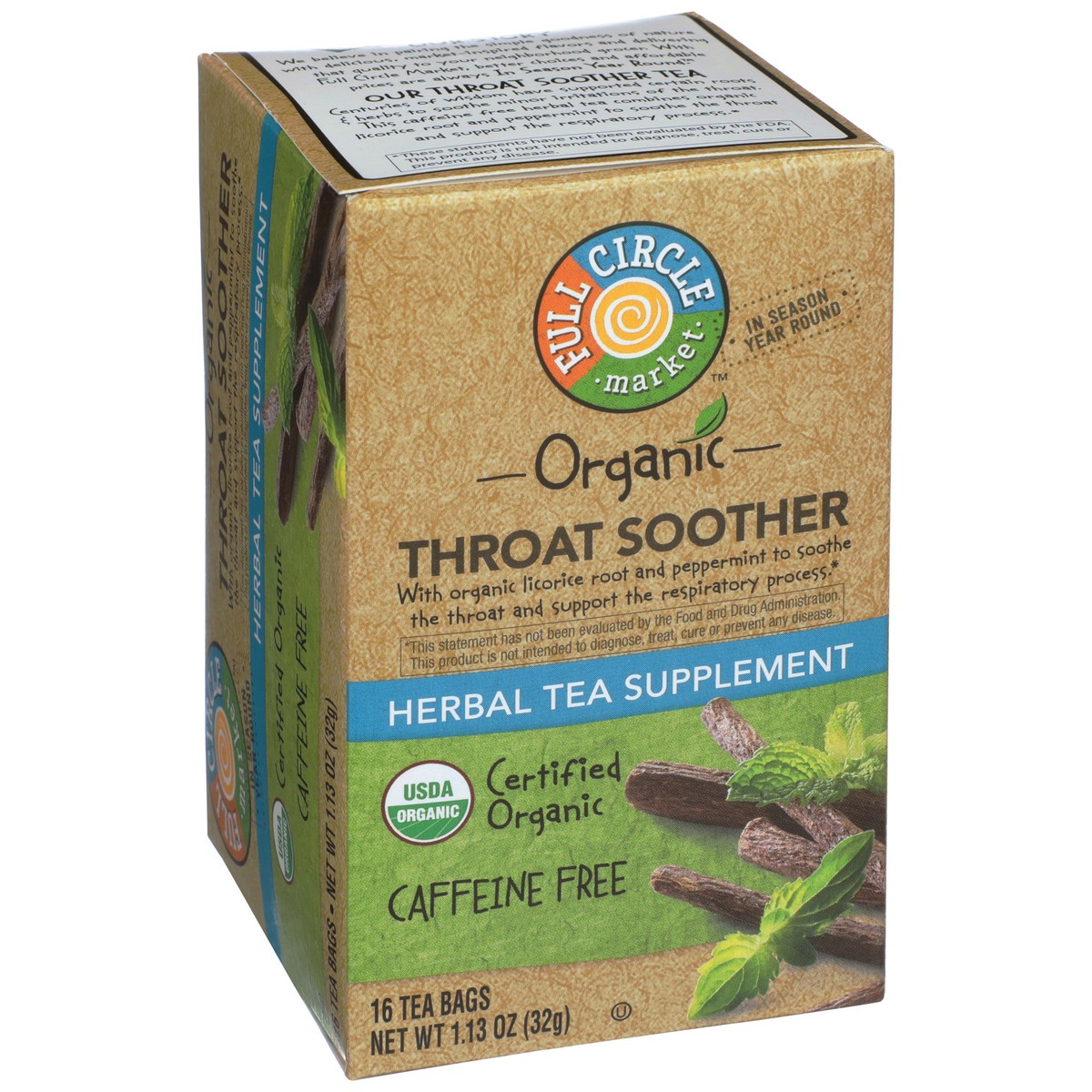 slide 10 of 13, Full Circle Market Tea Bags Throat Soother - 1.13 oz, 16 ct