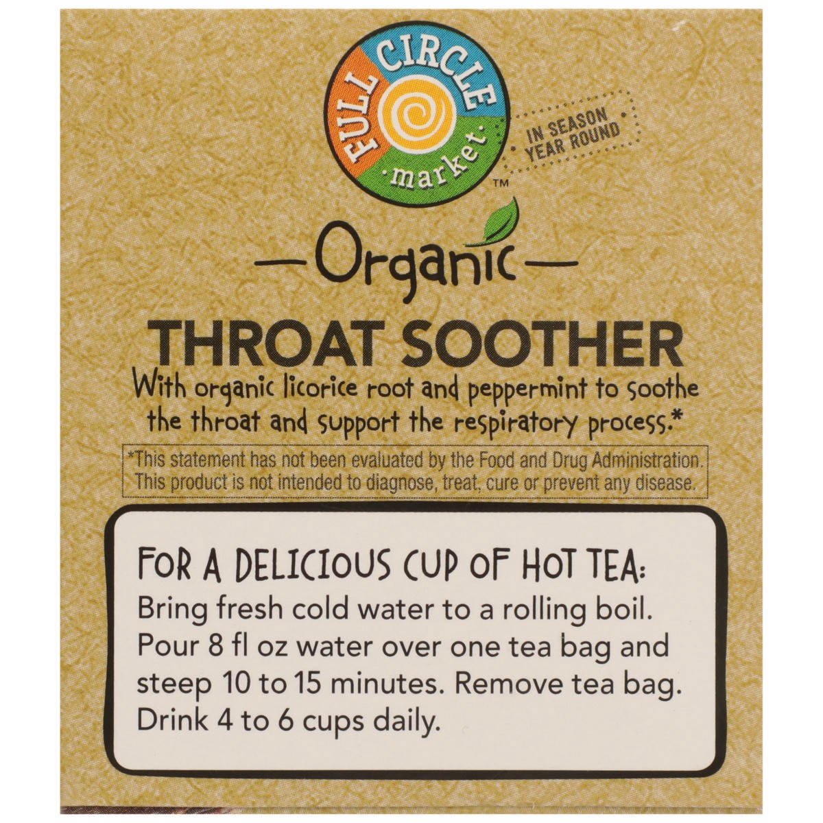 slide 5 of 13, Full Circle Market Tea Bags Throat Soother - 1.13 oz, 16 ct
