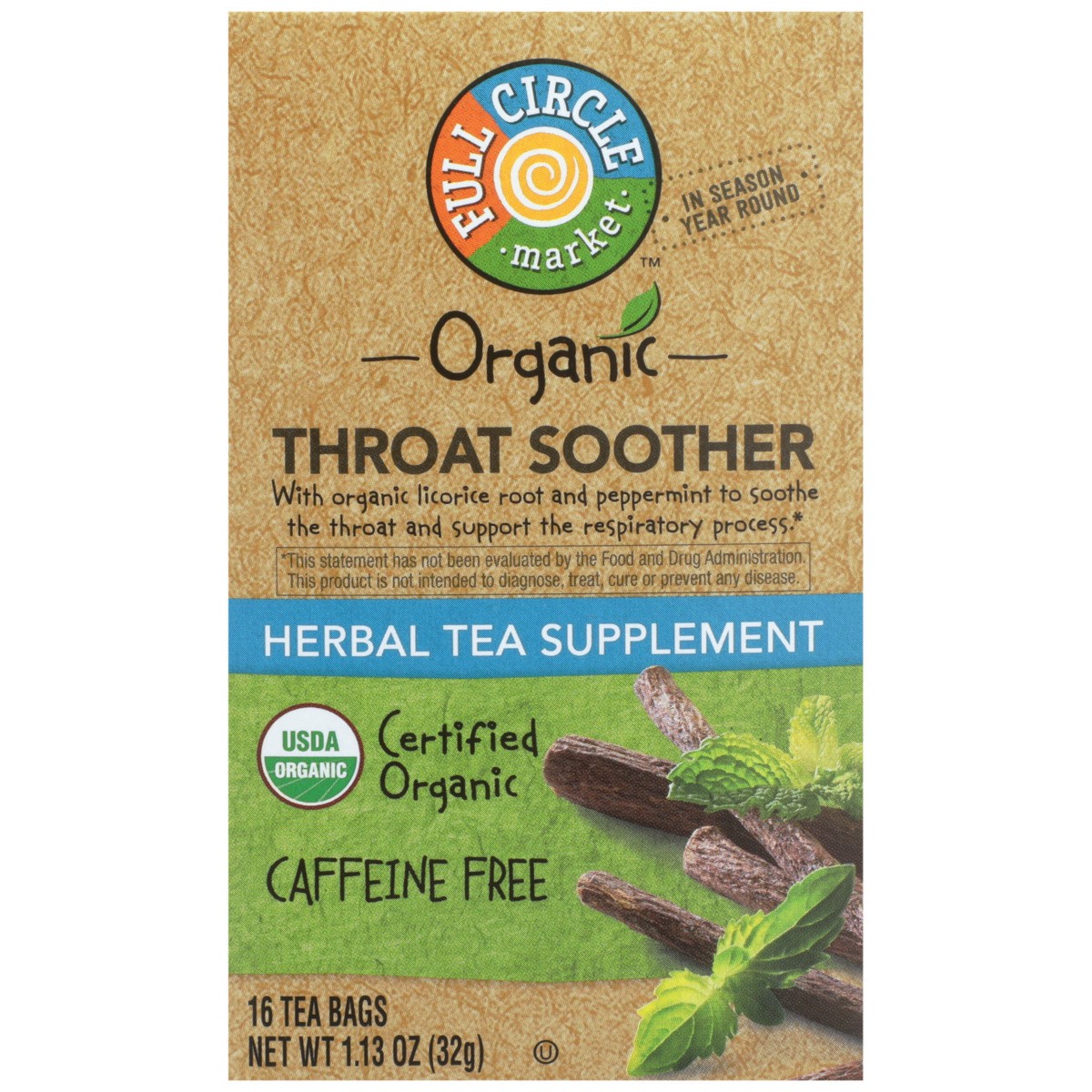 slide 2 of 13, Full Circle Market Tea Bags Throat Soother - 1.13 oz, 16 ct