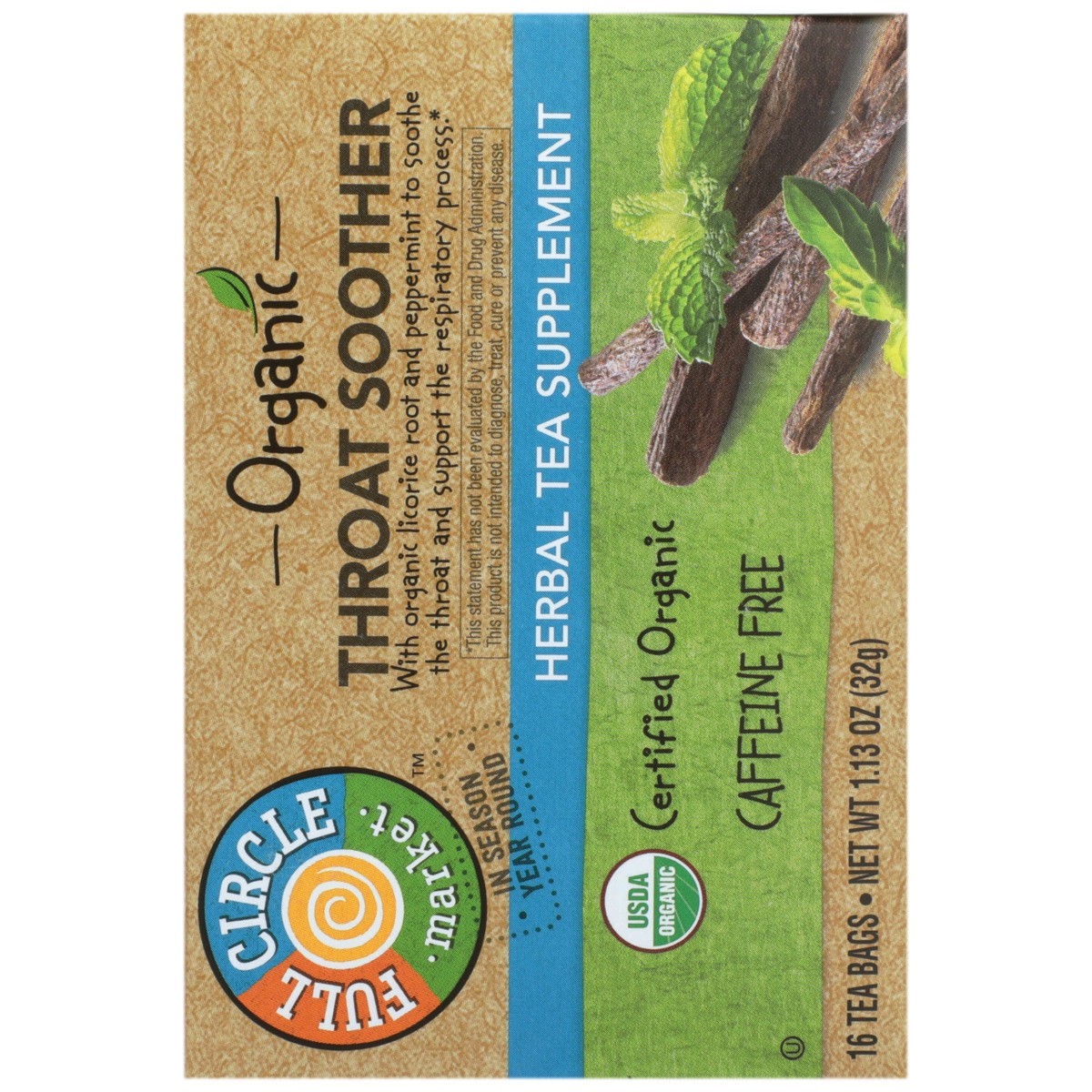 slide 13 of 13, Full Circle Market Tea Bags Throat Soother - 1.13 oz, 16 ct