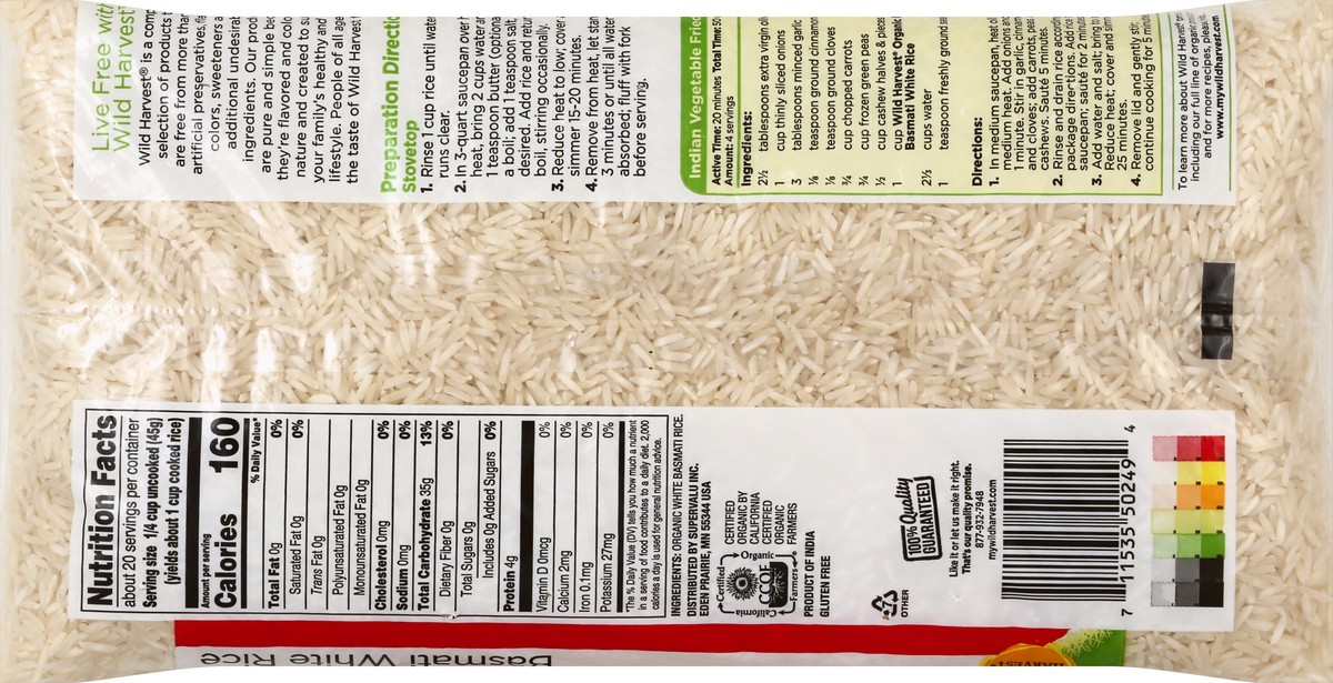 slide 2 of 9, Wild Harvest Basmati White India Organic Rice, 32 oz