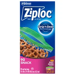 Ziploc Snack Bags with EasyGuide™ Texture, 90 Count