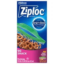 Ziploc Snack Bags with EasyGuide™ Texture, 90 Count