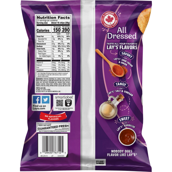 slide 4 of 13, Lay's Potato Chips All Dressed Flavored 2 1/2 Oz, 2.5 oz