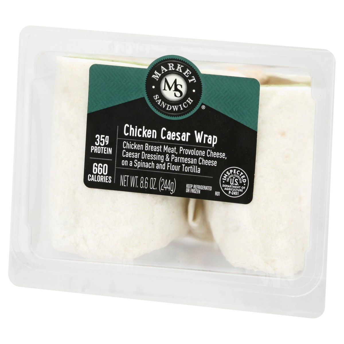 slide 5 of 10, Market Sandwich Chicken Caesar Wrap Sandwich, 8.6 oz