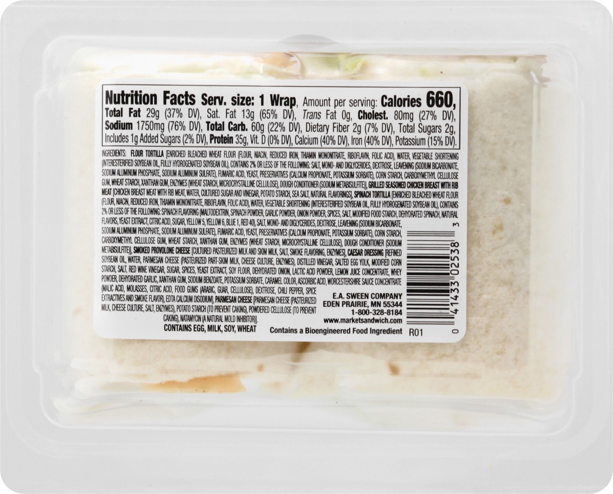 slide 4 of 10, Market Sandwich Chicken Caesar Wrap Sandwich, 8.6 oz