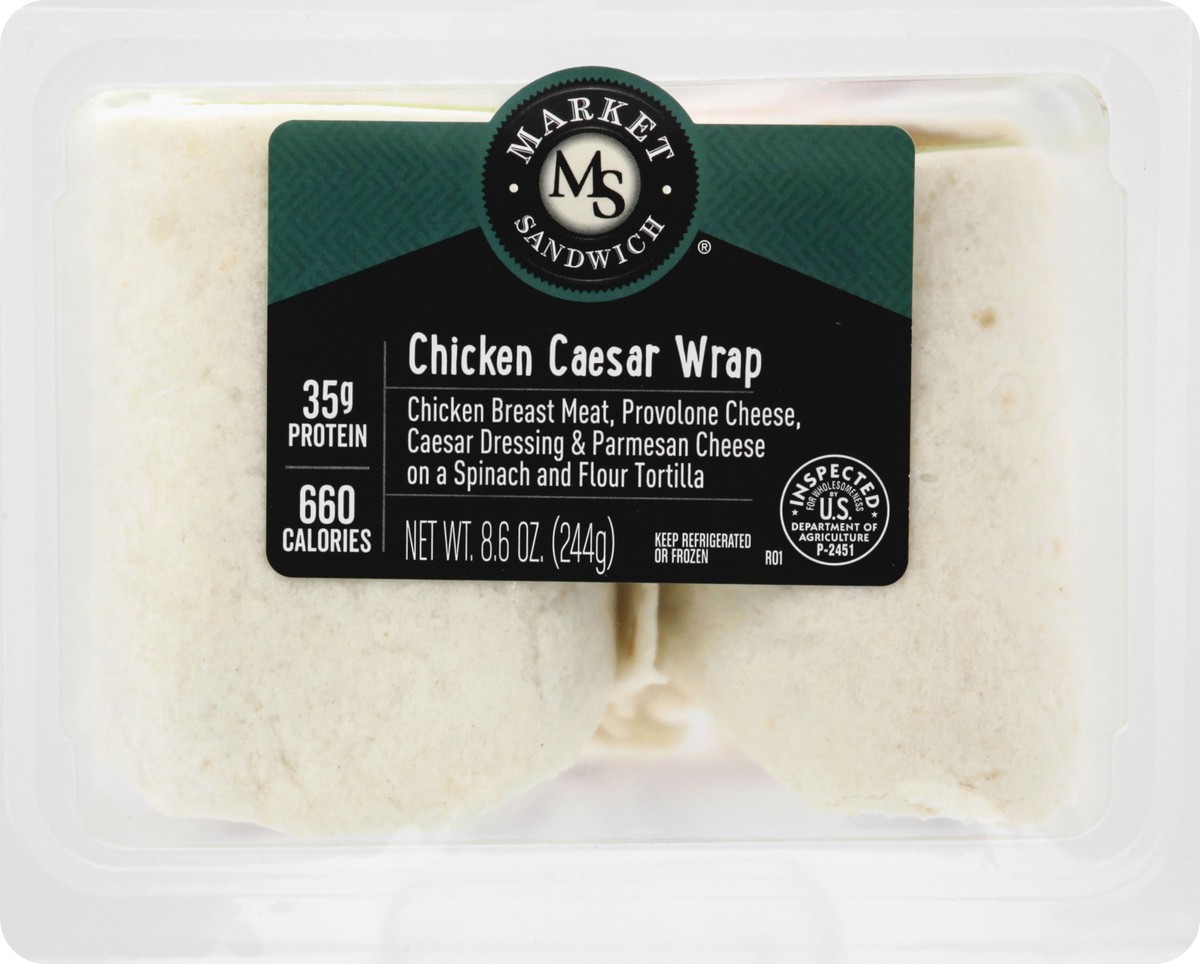 slide 1 of 10, Market Sandwich Chicken Caesar Wrap Sandwich, 8.6 oz