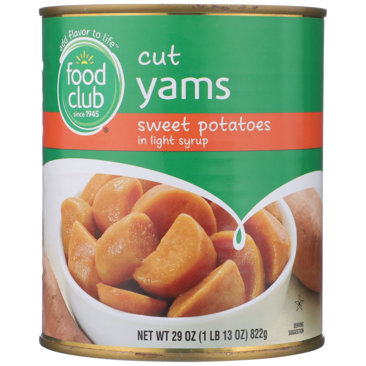 slide 7 of 9, Food Club Cut Yams Sweet Potatoes in Light Syrup 29 oz, 29 oz