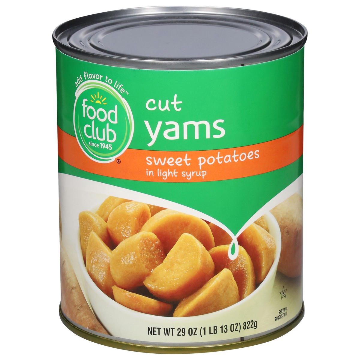 slide 1 of 9, Food Club Cut Yams Sweet Potatoes in Light Syrup 29 oz, 29 oz