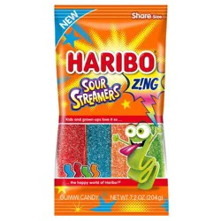 Haribo Zing Sour Streamers Gummi Candy Share Size 7.2 oz
