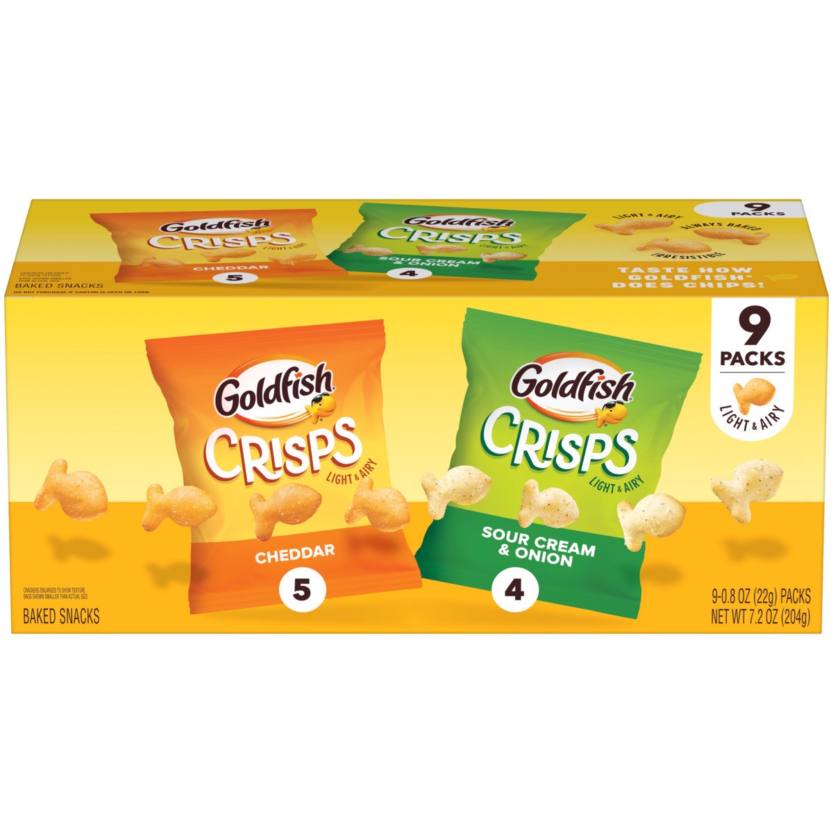 slide 7 of 12, Pepperidge Farm Goldfish Crisps Baked Chip Crackers Variety Pack, 0.8 Oz Snack Packs, 9 Pk, 0.8 oz, 9 ct