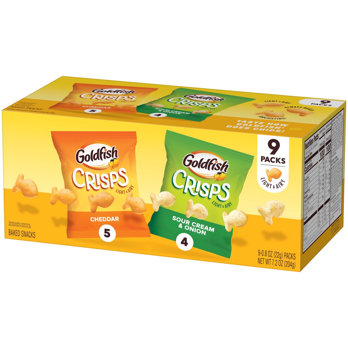 slide 6 of 12, Pepperidge Farm Goldfish Crisps Baked Chip Crackers Variety Pack, 0.8 Oz Snack Packs, 9 Pk, 0.8 oz, 9 ct