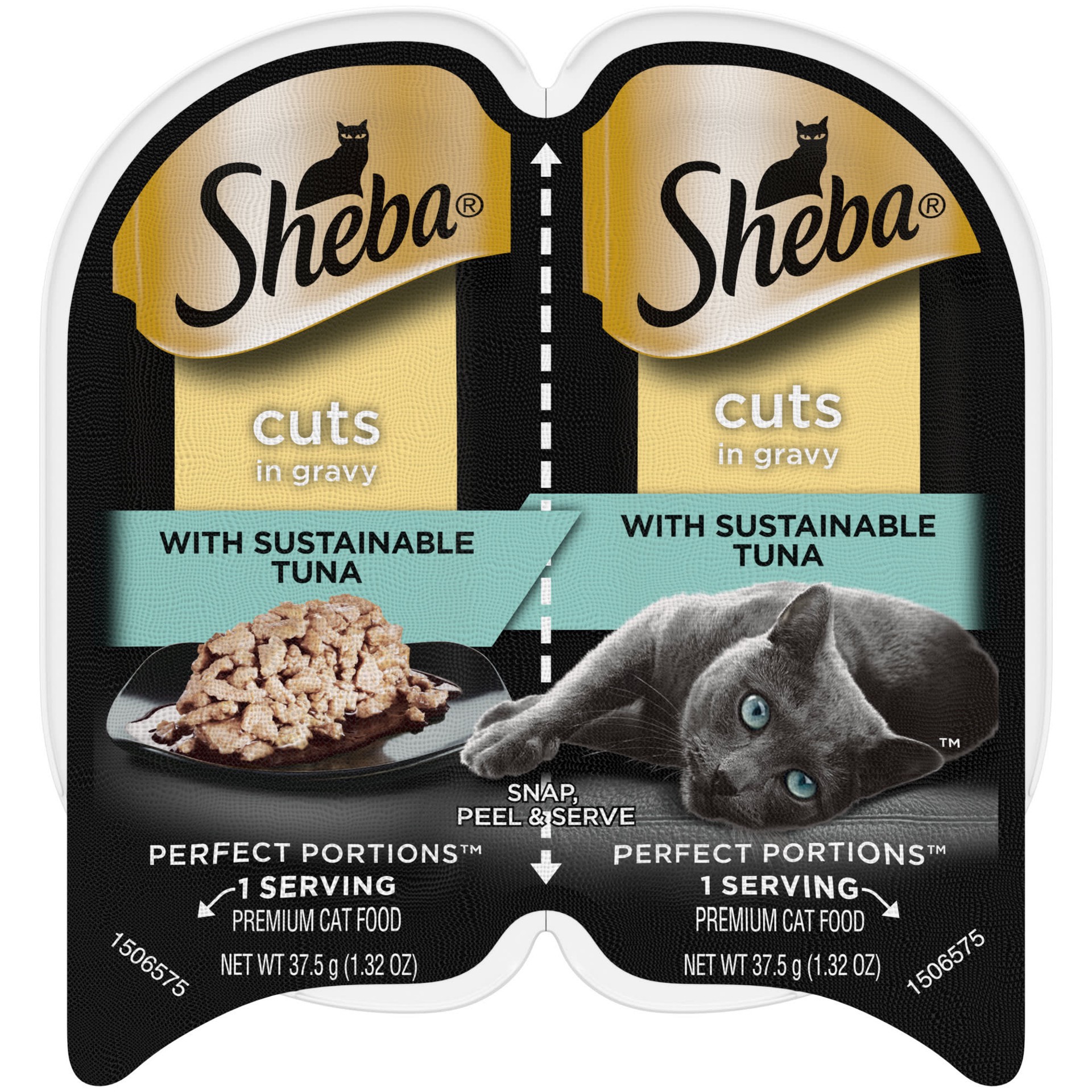 slide 1 of 9, Sheba Perfect Portions Cuts in Gravy with Sustainable Tuna Cat Food 2 - 37.5 g Trays, 2.64 oz