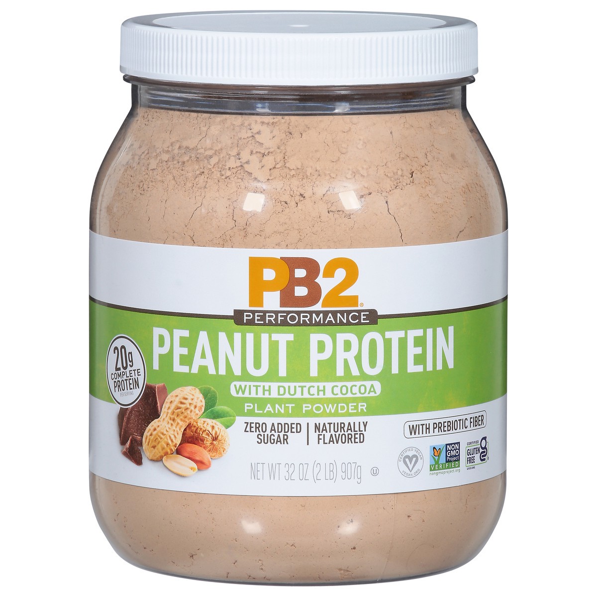 slide 1 of 9, PB2 Performance Zero Added Sugar Peanut Protein with Dutch Cocoa 32 oz, 32 oz