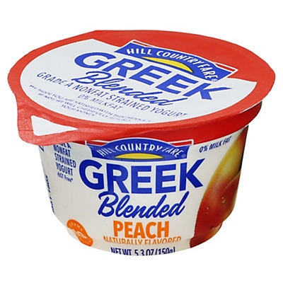 slide 1 of 1, Hill Country Fare Blended Peach Greek Yogurt, 5.3 oz