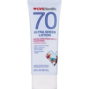 slide 1 of 1, Cvs Health Spf 70 Ultra Sheer Sunscreen Lotion, 3 Oz, 3 oz