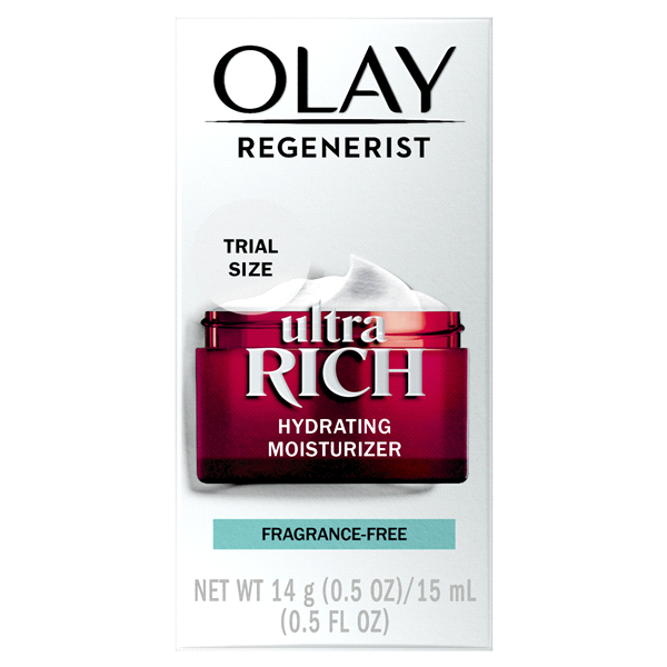 slide 1 of 1, Olay Regenerist Ultra Rich Hydrating Moisturizer Trial Size, 0.5 oz