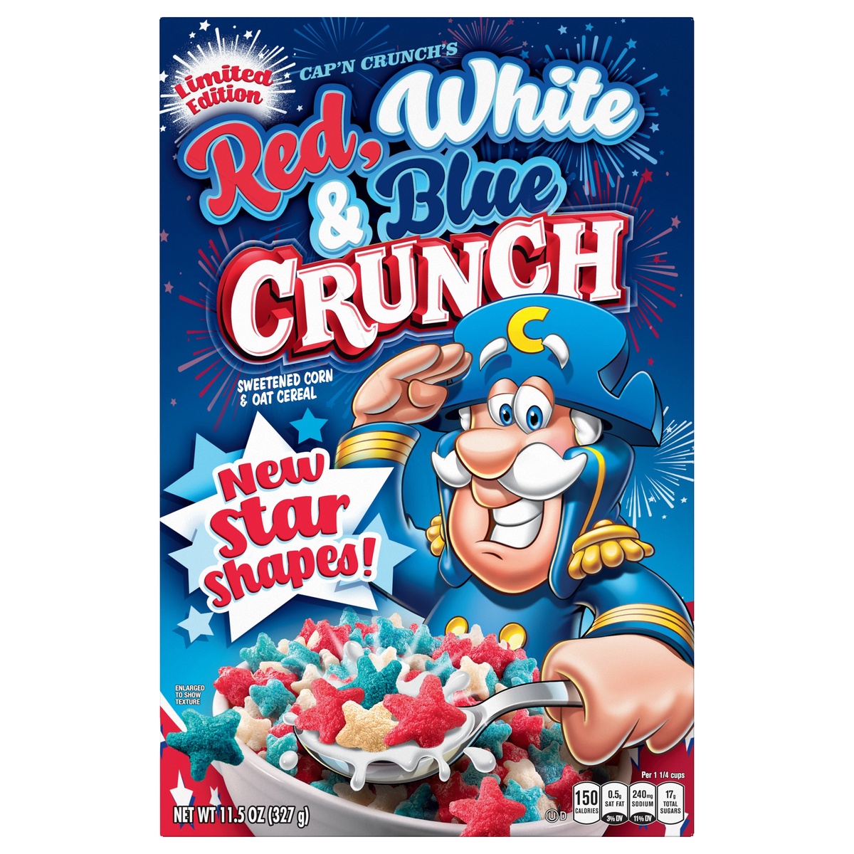 slide 1 of 6, Cap'N Crunch Red, White, Blue Crunch Fruit Cereal, 11.5 oz