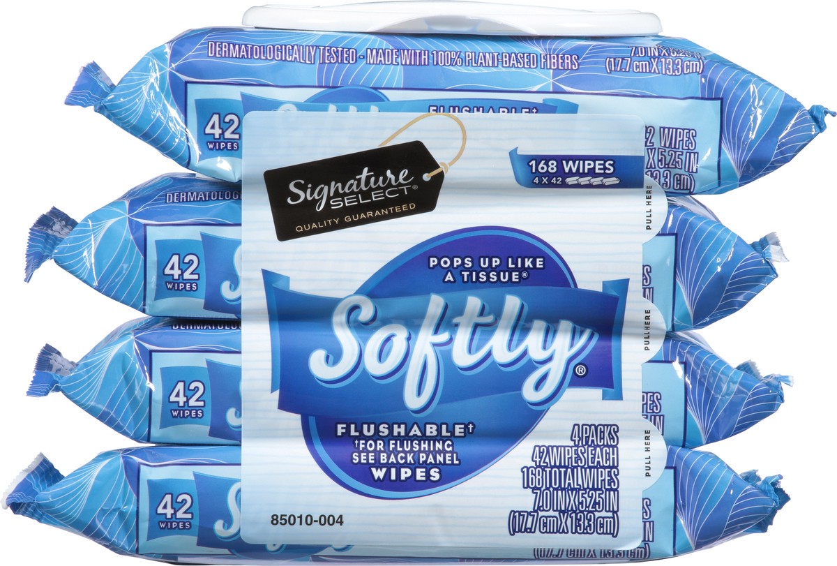 slide 5 of 9, Signature Select Softly Flushable Wipes 4 ea, 4 ct