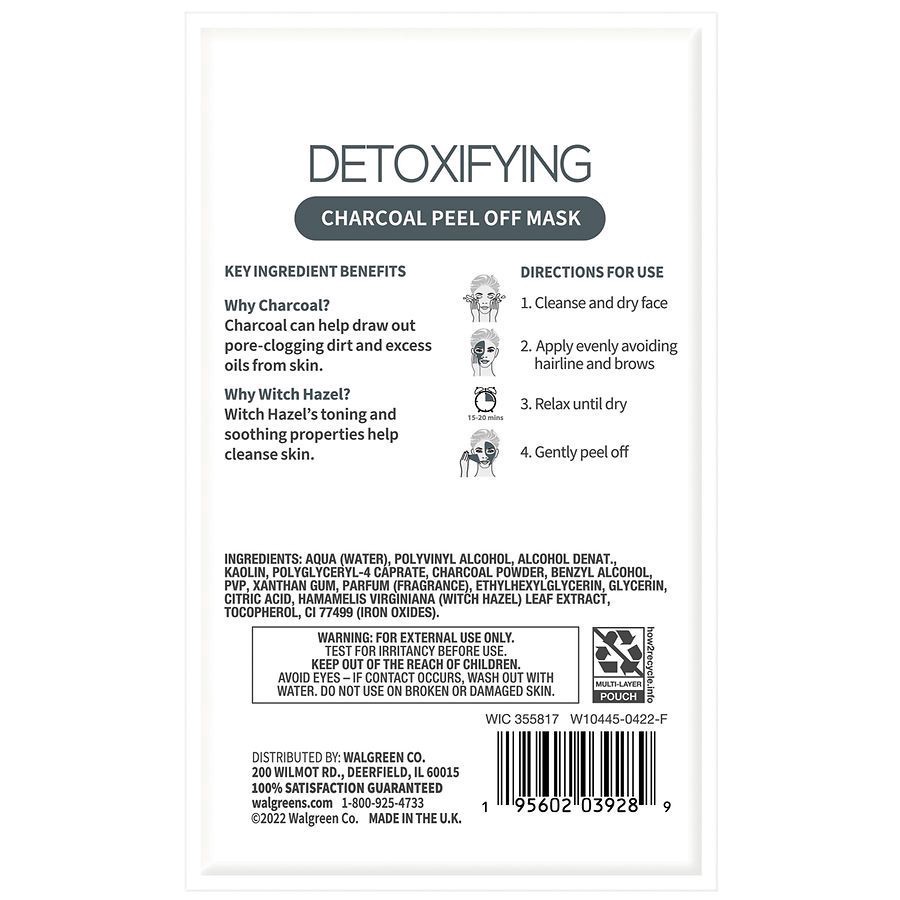 slide 2 of 2, Walgreens Detoxifying Peel Off Mask, Charcoal, 1 ct