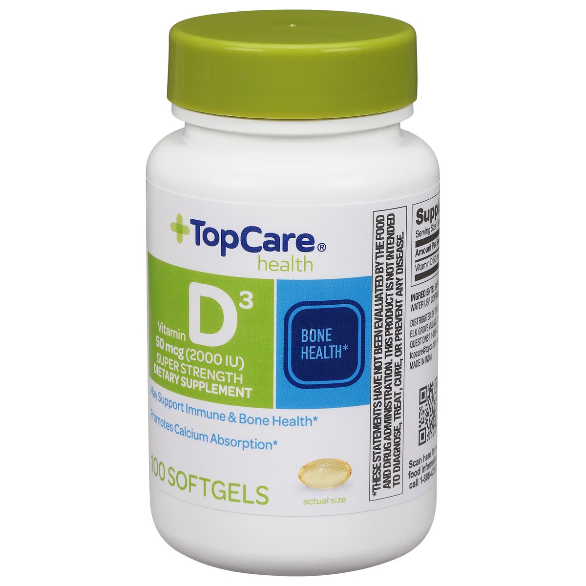 slide 4 of 10, TopCare Vitamin D3 Soft Gel, 100 ct