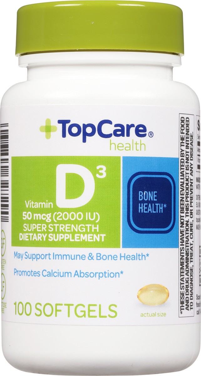 slide 9 of 10, TopCare Vitamin D3 Soft Gel, 100 ct