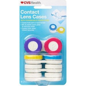 slide 1 of 1, CVS Health Contact Lens Cases With Changeable Cover Grips, 4Ct, 4 ct