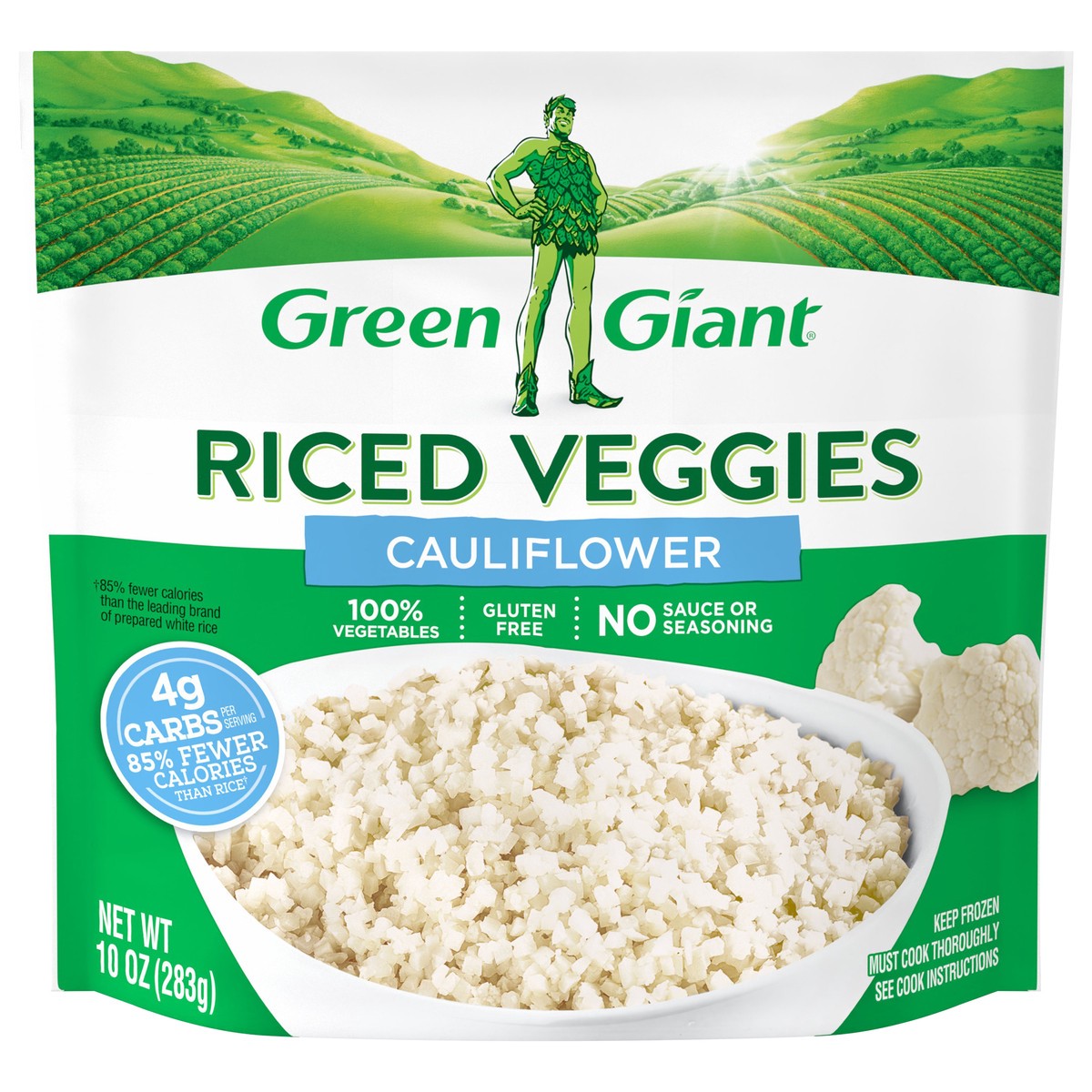 slide 1 of 13, Green Giant Riced Veggies Gluten Free Cauliflower, Frozen Vegetables, 10 OZ, 10 oz