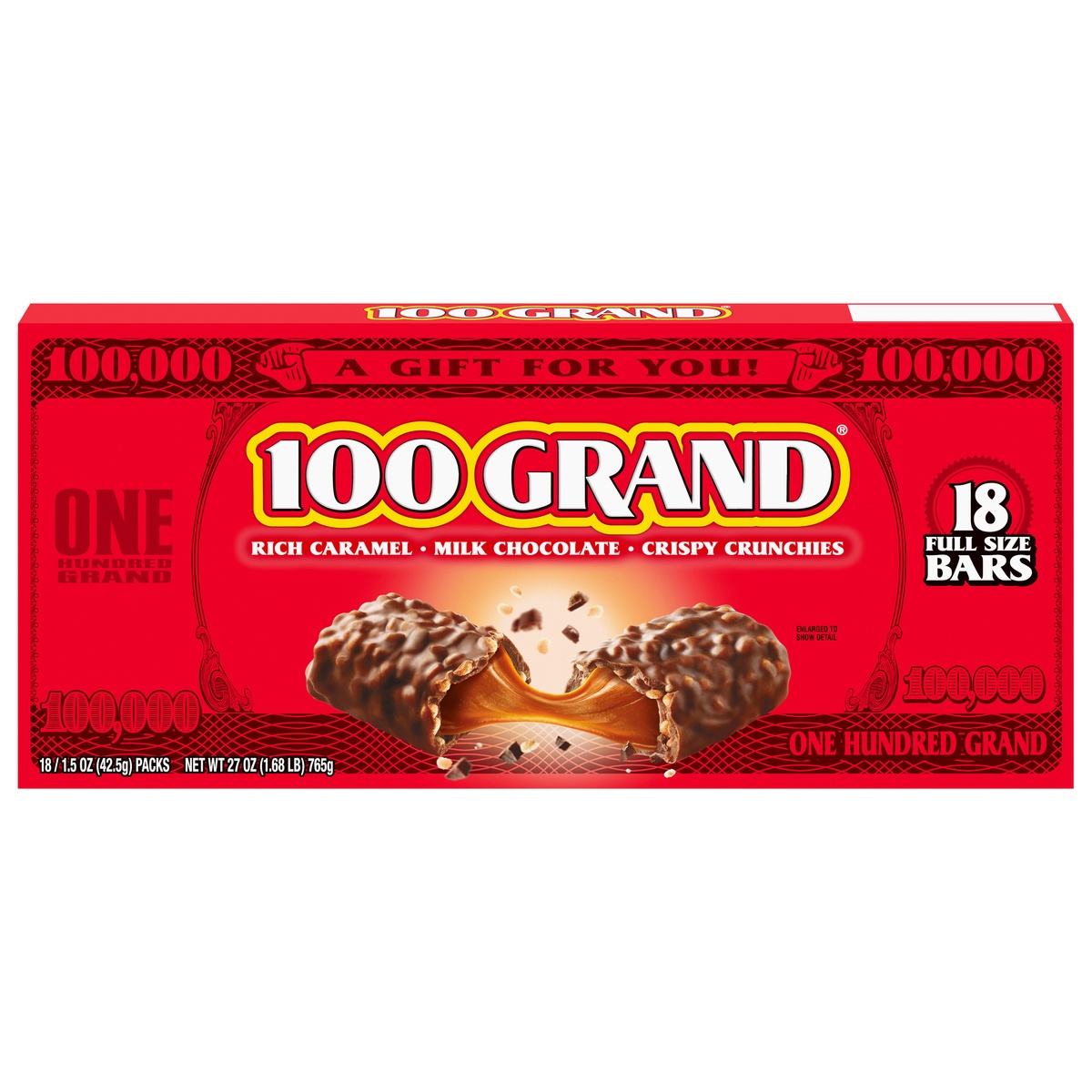 slide 1 of 1, 100 Grand Full Size Milk Chocolate Bars 1.5 oz - 18 ea, 18 ct