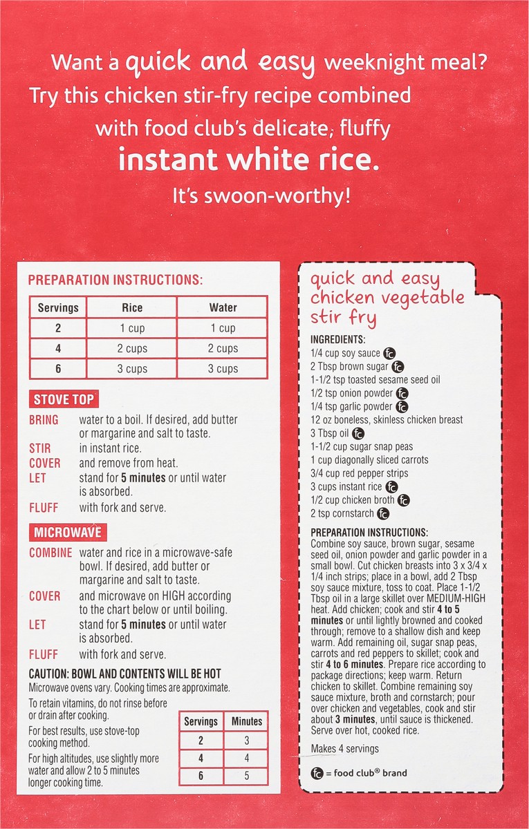 slide 5 of 9, Food Club Long Grain Instant White Rice 28 oz, 28 oz