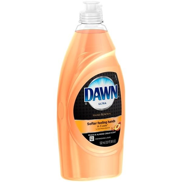 slide 1 of 1, Dawn Ultra Silky Suds Hand Renewal Dishwashing Liquid With Olay Peach & Almond Scent, 18 fl oz