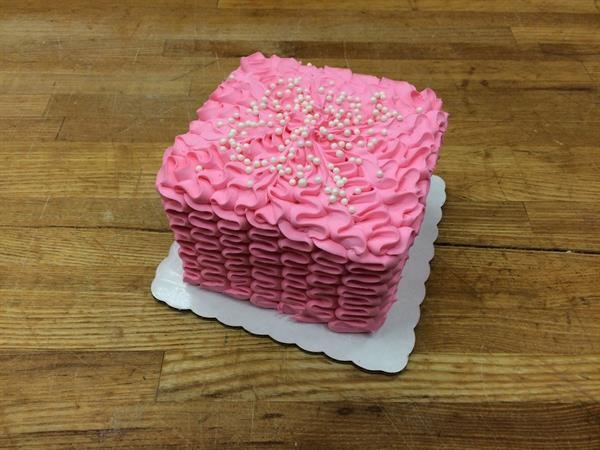 slide 1 of 1, 8 Inch Pink Ruffle Cake, 1 ct