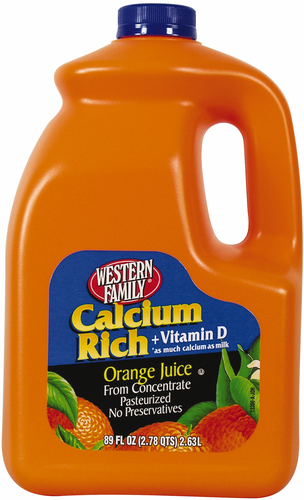 slide 1 of 1, Western Family Orange with Calcium Fc, 89 oz