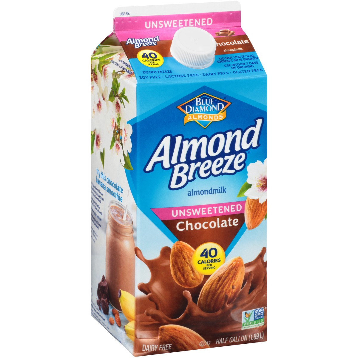 slide 11 of 13, Almond Breeze Blue Diamond Almond Breeze Unsweetened Chocolate Almondmilk 0.5 gal. Carton, 1.89 liter