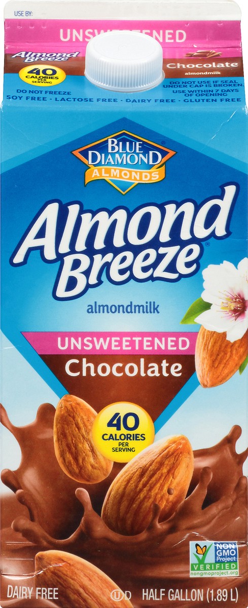 slide 9 of 13, Almond Breeze Blue Diamond Almond Breeze Unsweetened Chocolate Almondmilk 0.5 gal. Carton, 1.89 liter