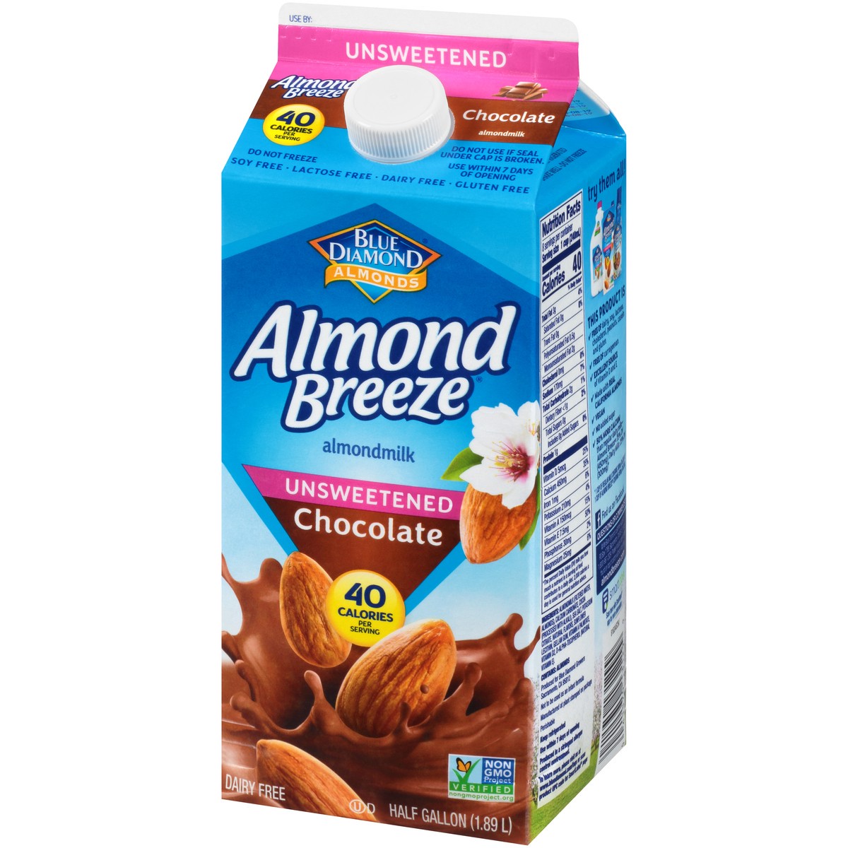 slide 10 of 13, Almond Breeze Blue Diamond Almond Breeze Unsweetened Chocolate Almondmilk 0.5 gal. Carton, 1.89 liter